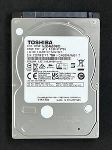【送料無料】 ★ 2TB ★ TOSHIBA / MQ04ABD200 【使用時間:5h】 2022年製 新品同様 2.5インチ内蔵HDD 9.5mm厚/SATA/5400rpm 東芝
