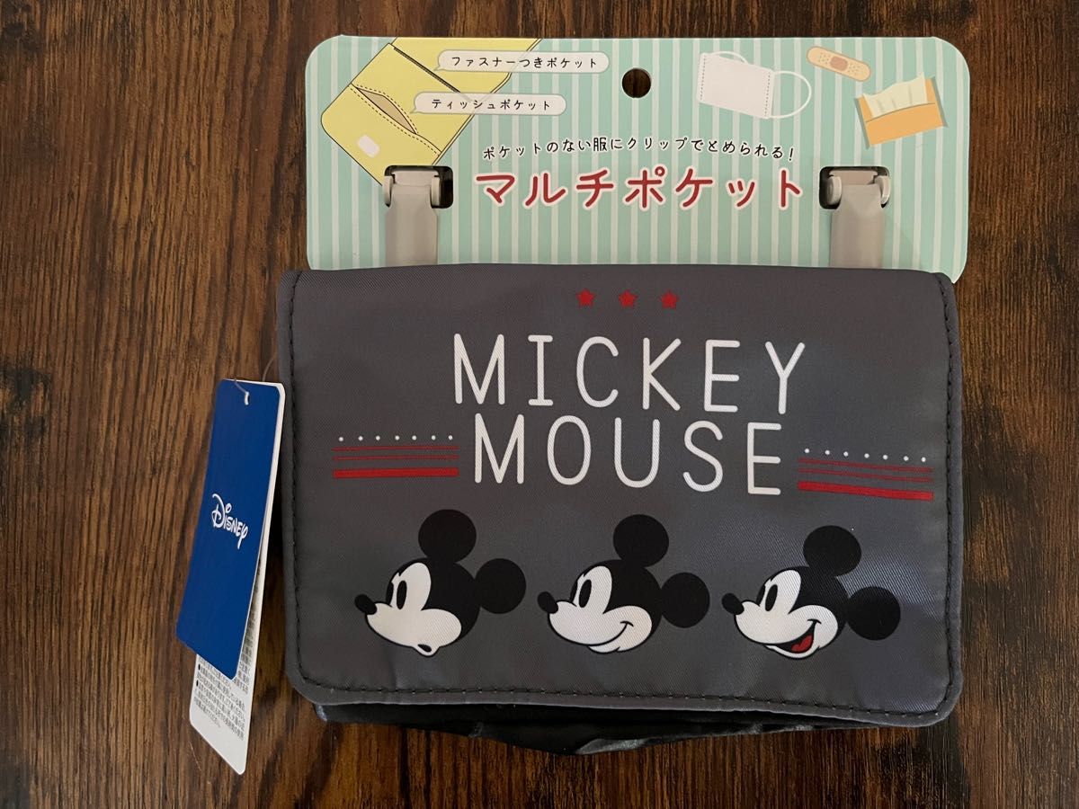 移動ポケット(クリップ付き)ミッキー ワッペン マルチポケット propar ...