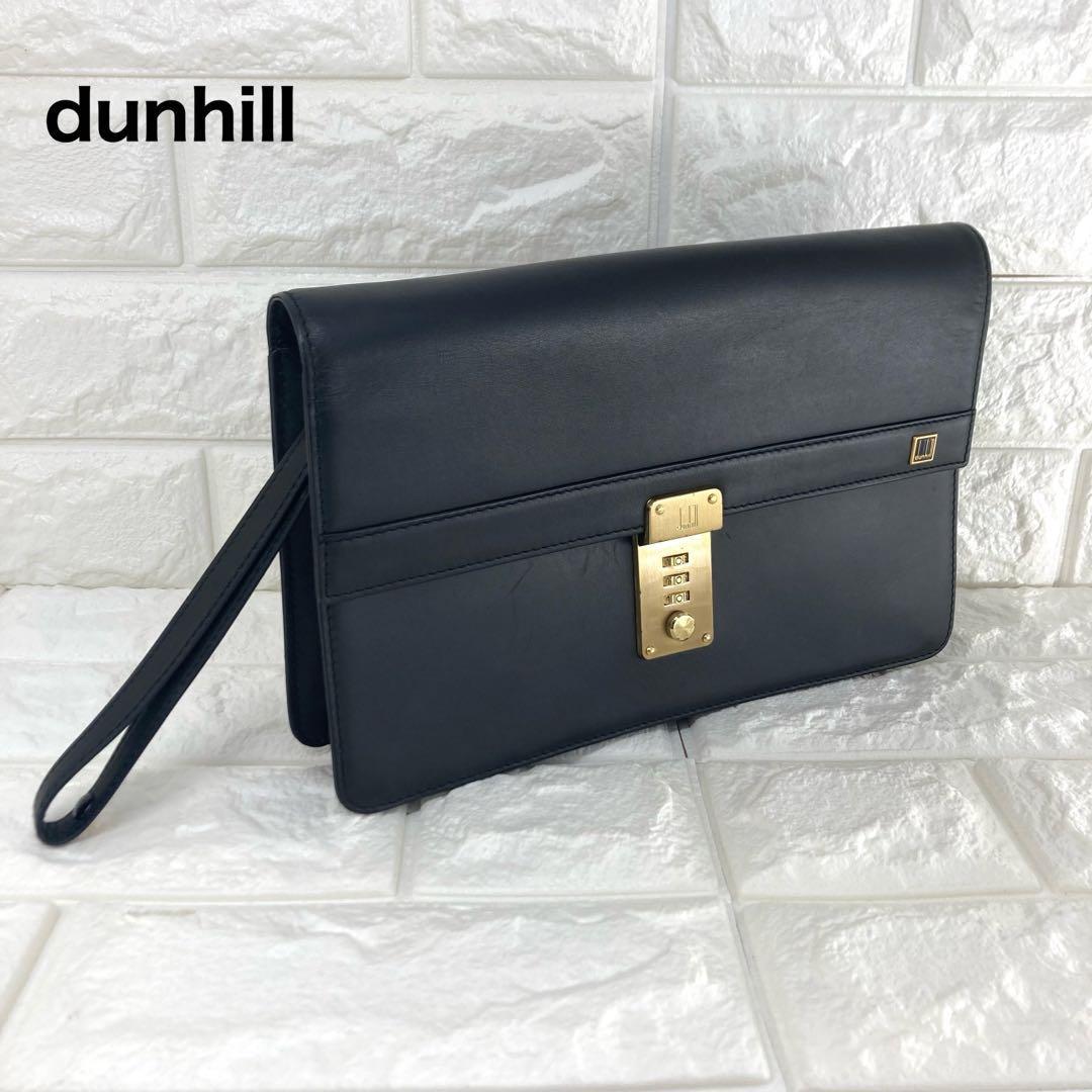 品多く 極美品本物ダンヒルdunhillレザーPVCミニクラッチハンドバッグ