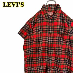 LEVI'S リーバイス　半袖シャツ　チェックシャツ　ネルシャツ　赤系　Mサイズ　【AY1042】