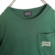 PEARLY GATES パーリーゲイツ　半袖Tシャツ　胸ポケット　ロゴ刺繍　グリーン　4サイズ　【AY1069】_画像3