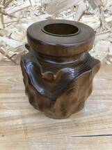 壺 花瓶 木製 アンティーク レトロ インテリア ※163784_画像1