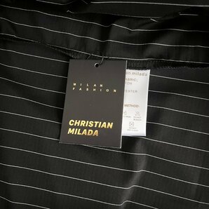 定価3万★christian milada・ミラノ発・半袖シャツ★高級シルク/コットン混 薄手 オシャレ ストライプ柄 Tシャツ 日常 2XL/52サイズの画像9