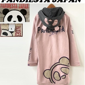 未使用品 /L/ PANDIESTA ピンク パンダフェイクスウェードロングWライダースパーカー メンズレディース タグ 羽織物 ジップ パンディエスタ