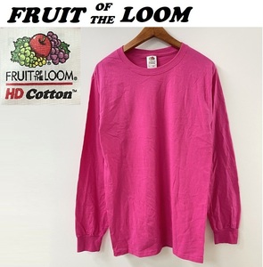 未使用 /S/ FRUIT OF THE LOOM ピンク ロンティ 無地 長袖Tシャツ メンズ レディース カジュアル アウトドア 定番 春 フルーツオブザルーム