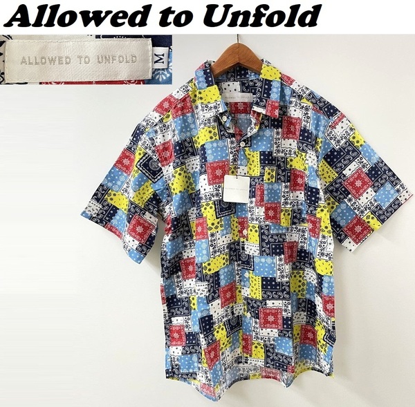 未使用 /M/ Allowed to Unfold バンダナ レギュラーカラー 半袖シャツ ペイズリー メンズ レディース カジュアル アメカジ アンフォールド