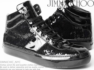 ■新品正規18万【JIMMY CHOO】ジミーチュウ/BELGRAVIA/美しい光沢纏う最高級スパンコールエナメルスニーカー43/28㎝/メンズシューズ/C173