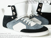 ■新品正規13万【JIMMY CHOO】ジミーチュウ/BRADLEY/最高感と合わせやすい配色スウェードハイカットスニーカー41/26㎝/メンズシューズ/C175_画像1