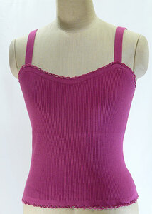  Italy made sea island cotton thread use 2x1 rib edge decoration camisole Pink