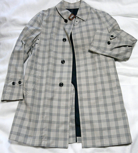 USED used Nolley's Nolly's spring autumn cotton PU coating Glenn check turn-down collar coat M prompt decision 