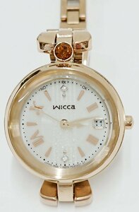 稼働品!!CITIZEN/シチズン WICCA/ウィッカ ソーラー KS1-627-91 電波時計 レディース ウォッチ 日付表示 USED品 H0F0-R013777＊