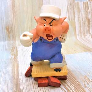 レア★WDCC 三匹の子ぶた Three Little Pigs プラクティカル・ピッグ 三男 レンガ★陶器製 フィギュア ディズニー Disney TDL 訳有品