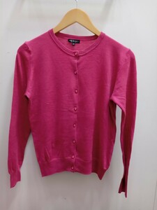 D004 INDIVI lady's knitted cardigan size 38(M). pink spangled button 