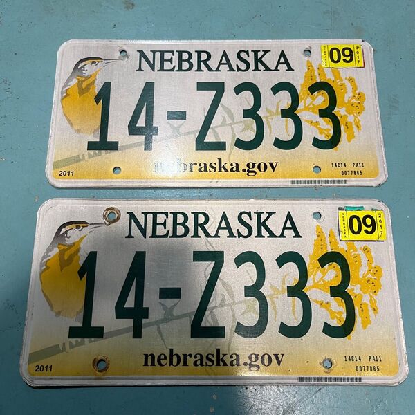 激レア333 アメリカ ライセンスプレート ナンバープレートネブラスカ州前後ペア検)カリフォルニアアメリカ雑貨ガレージ雑貨