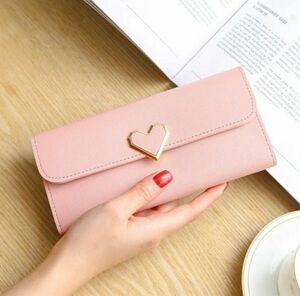 女性用　かわいいハート型の入った財布　スマホホルダー　カードホルダー