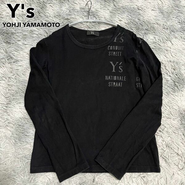 Y's YOHJI YAMAMOTO ワイズ ヨウジヤマモト ロゴプリント ロンT カットソー 長袖シャツ ロングスリーブTシャツ レディース