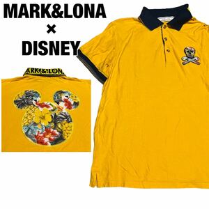 MARK&LONA ×DISNEY マークアンドロナ ミッキー スカル 花柄 ポロシャツ 半袖 ゴルフ メンズ レディース ディズニー コラボ フローラル