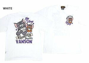 vanson×TOM＆JERRYコラボ 天竺半袖Tシャツ◆vanson ホワイトXXLサイズ TJV-2310 バンソン ヴァンソン 刺繍 トムとジェリー