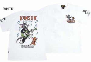 vanson×TOM＆JERRYコラボ 天竺半袖Tシャツ◆vanson ホワイトMサイズ TJV-2313 バンソン ヴァンソン トムとジェリー 刺繍
