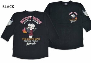 BR×BETTYコラボ 天竺六分袖Tシャツ◆The BRAVE-MAN ブラックMサイズ BBB-2311 ブレイブマン ベティーちゃん ６分 半端袖