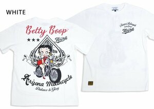 Betty Boop×Flag Staff 半袖Tシャツ◆Flagstaff ホワイトXLサイズ 432020 フラッグスタッフ ベティーちゃん 刺繍 バイカー