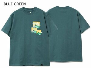 USAコットン山ロゴ半袖Tシャツ◆go slow caravan ブルーグリーンXLサイズ 391910 ゴースローキャラバン アウトドア フェス