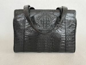 ◆品質保証◆ワニ革【美品】クロコダイル　カイマン　ハンドバッグ　ブラック