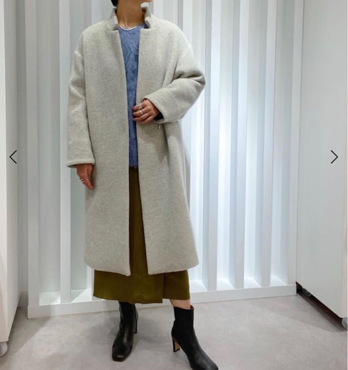 ユナイテッドアローズ コート ロング丈 オープンカラー シングルボタン