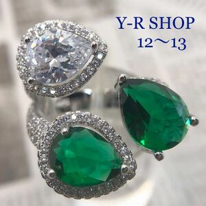 12 number 13 number * emerald . white topaz. gorgeous ring * lady's ring silver 925 stamp color stone elegant new goods gem Y-Rcz