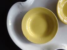 フランス 20世紀初期 小さなスープ皿 黄釉薬 器 焼物 鉢 飾皿 陶器 民藝 骨董 古道具 美術 HBCM クレイユ アンティーク B1_画像2