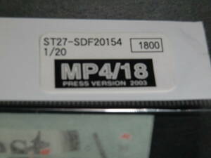 スタジオ27　1/20 MP4-18 スペアデカール