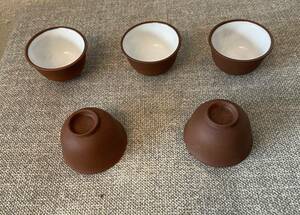 朱泥茶碗5個セット　煎茶道具