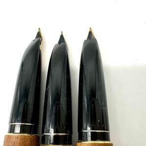 仙52【3本セット】PILOT CUSTOM 18K 750 ウッド 万年筆 パイロット カスタム 木製 木製軸 ブラウン 筆記用具 文具 現状品 の画像7