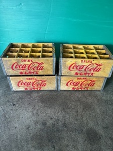 ① 当時物 コカコーラ 木箱 ホームサイズ用 4個 ボトルケース 昭和レトロ コーラ