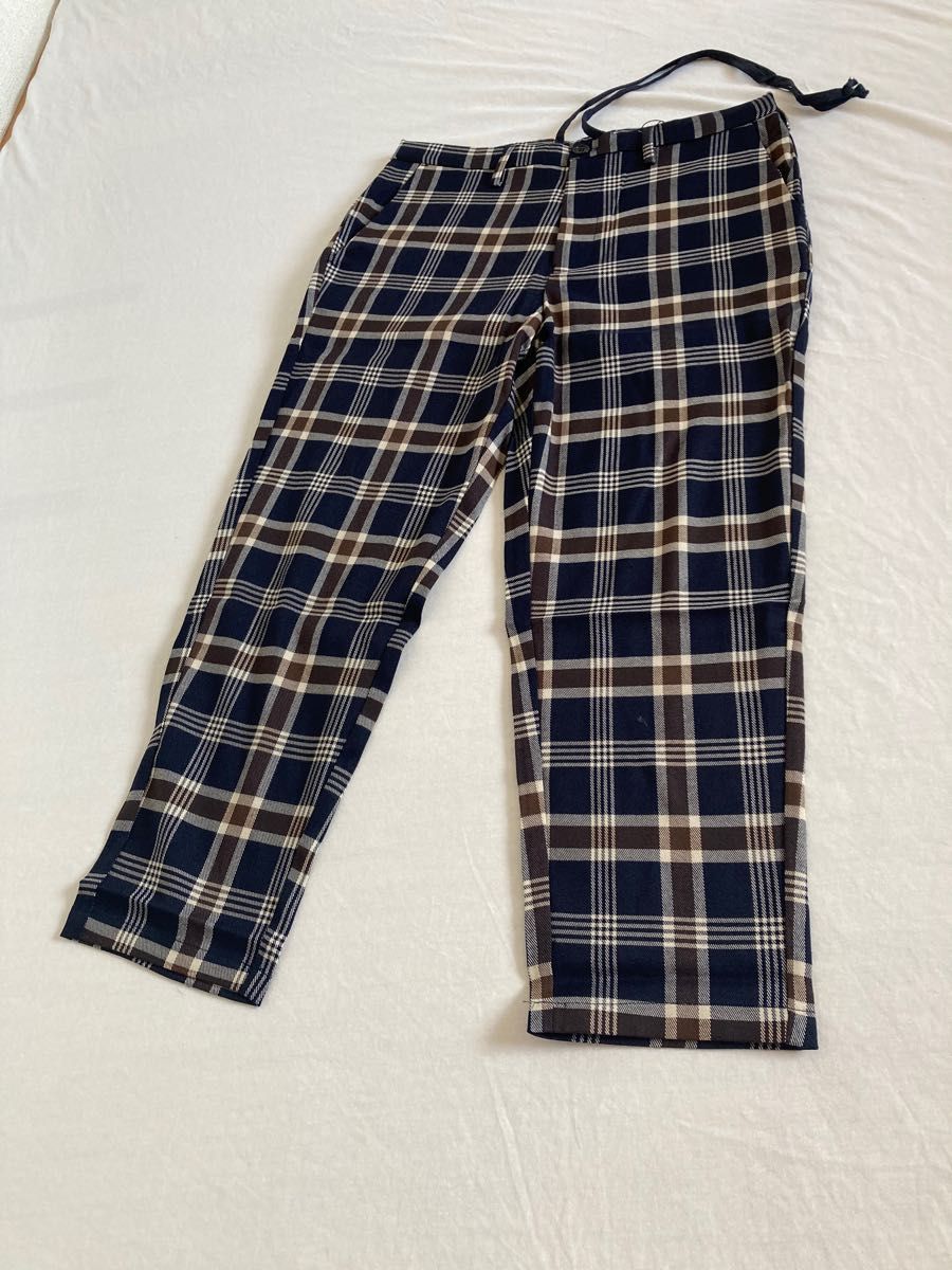 新品 チェック柄 ワイドパンツ Lサイズ ユニセックス ペア おそろい