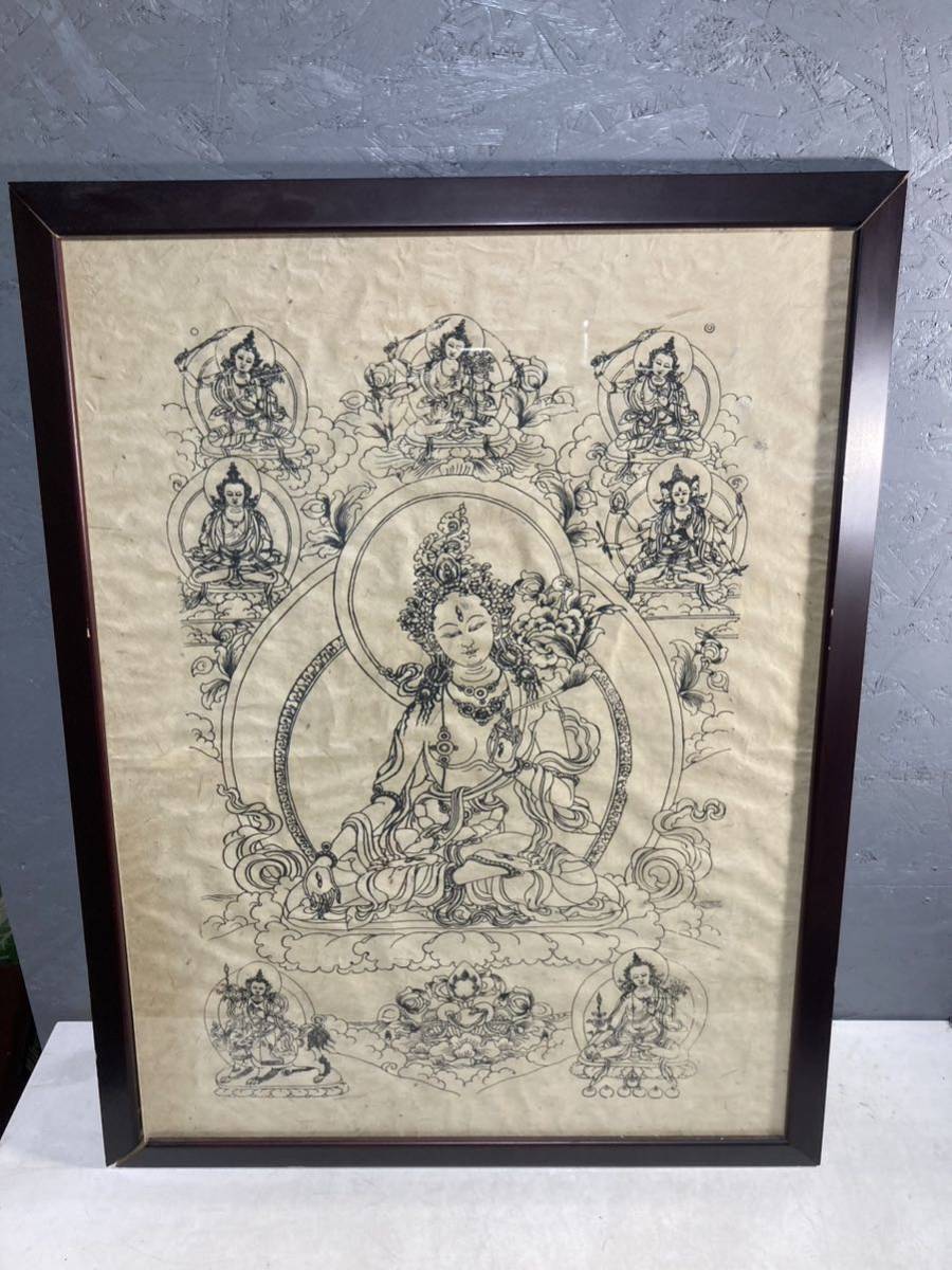 [2A16] Japanese Painting Buddha Shakyamuni Buddha India Kali Goddess Bodhisattva Framed Buddhism, painting, Japanese painting, person, Bodhisattva