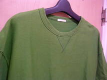 GU ジーユー トレーナースタイル クルーネック 半袖Tシャツ 半袖トレーナー グリーン メンズM 使用少 美品_画像2