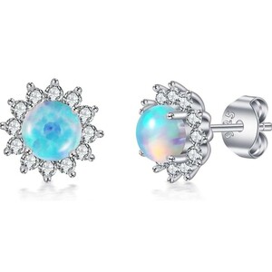 X853 opal earrings k18 18 gold lady's silver 925