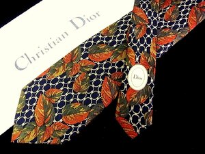 ♪今週の特売980円～♪0878W♪状態並品【Dior】ディオール【植物 葉っぱ リング 柄】ネクタイ♪