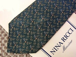 ♪30178C♪良品【花 小花 葉っぱ 植物 柄】ニナリッチ【NINA RICCI】ネクタイ