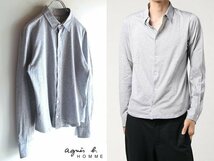 ネコポス可 agnes b. homme アニエスべーオム 2018SS JCZ9 CHEMISE コットンジャージー ドット柄シャツ 0 グレー 定価23100円 チュニジア製_画像1