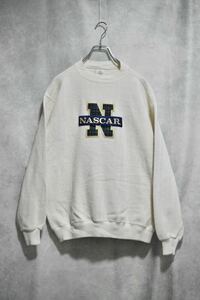 90s pile pull over sweatshirts / size L / 90年代 プルオーバースウェット NASCAR ヘリンボーン HBT 刺繍