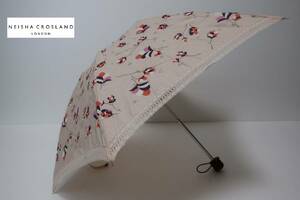 新品　ムーンバット製　 ニーシャクロスランド　NEISHA CROSLAND　麻混　紫外線防止加工　晴雨兼用　折り畳み日傘　B１　ベージュ系