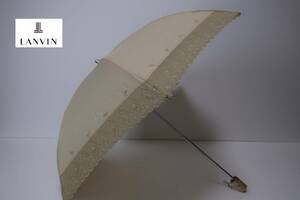 新品　ムーンバット製　 LANVIN　ランバン　紫外線防止加工　折りたたみ晴雨兼用日傘　A１４　ベージュイエロー系