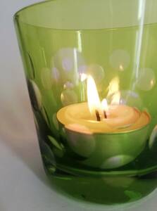 [ unused ] candle holder glass circle cut . green aroma fragrance relax interior new goods 