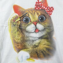 【送料無料】【新品】半袖Tシャツ かわいい猫Tシャツ ねこ 猫 CAT 三毛猫 招き猫 リボン 白 Mサイズ ■管理番号L18191SSA18-180322-35-3_画像2