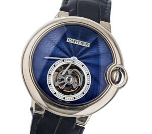 ★Cartier★カルティエ バロンブルーTourbillon トゥールビヨン ブルーギロシェ K18WG最高級腕時計 希少美品!!入手困難!! 世界100本限定!!