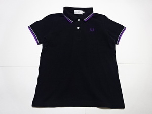 *FRED PERRY Fred Perry polo-shirt with short sleeves S Logo embroidery purple *0312*