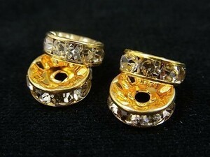 ■パーツ■ロンデル 平形 8×8×4mm クリア×ゴールド 10個 プレシオサ社