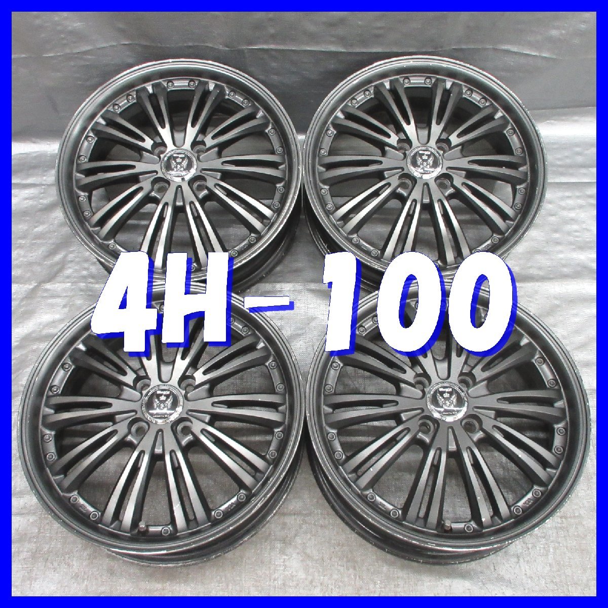 □送料無料 A2■ BADX LOXARNY EX ■ 16×5J+45 ■ 4H PCD100 ■ ハブ径φ73 ◇ 4本 ◇ 後塗りマットガンメタ系 1ピース/Wスポーク